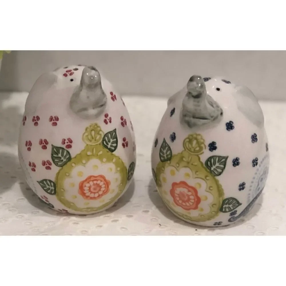 Pier 1 Floral Elephant Salt & Pepper Shakers New/ Retired
